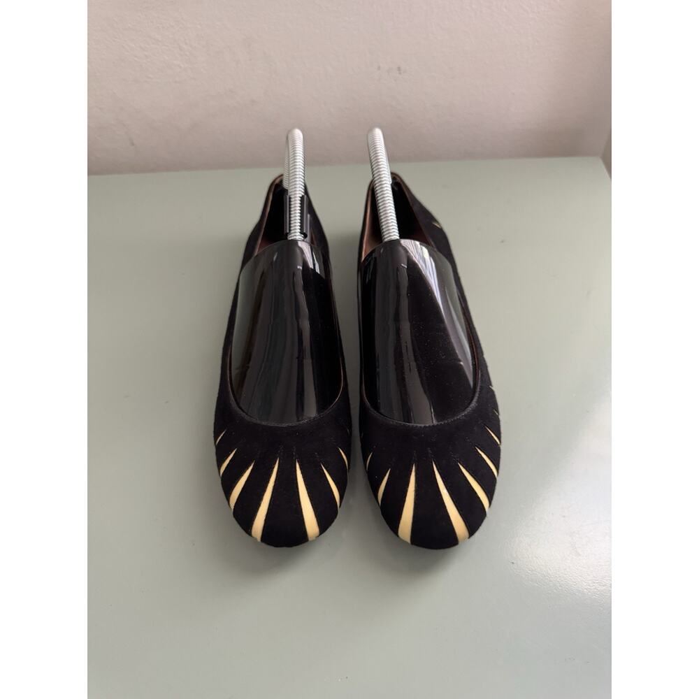 Alaia Paris Designer Suede Back Yellow Striped Ballet Flats Size 37‎ Never Worn